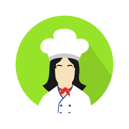 Illustration in style of a flat design with a cook woman.のイラスト素材