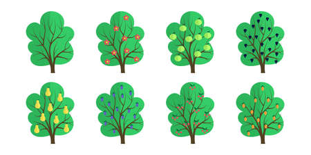 the illustration in style of flat design - a set of trees.のイラスト素材