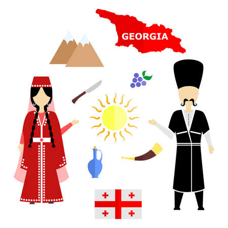 set in the style of a flat design on the theme of Georgia.のイラスト素材