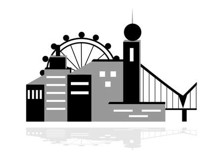 illustration with urbanized city and its architecture.のイラスト素材