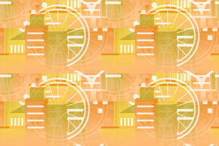 illustration with urbanized city and its architecture.