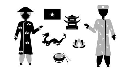 set in the style of a flat design on the theme of Vietnam.のイラスト素材