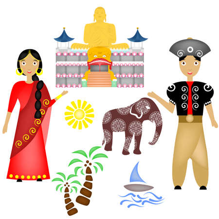 illustration in style of flat design on the theme of Sri Lanka.のイラスト素材