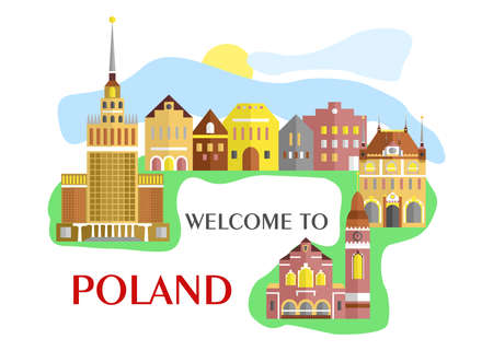 illustration in style of flat design on the theme of poland.のイラスト素材
