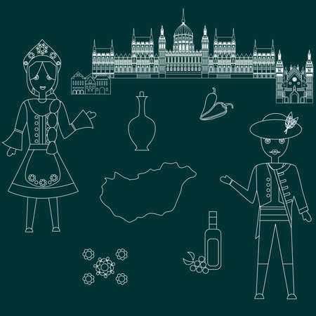 illustration in style of flat design on the theme of hungary.のイラスト素材