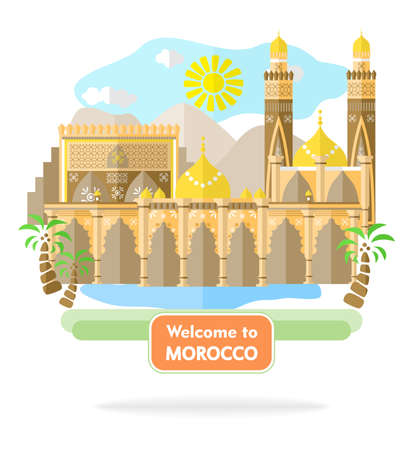 illustration in the style of a flat design on the theme of morocco.のイラスト素材