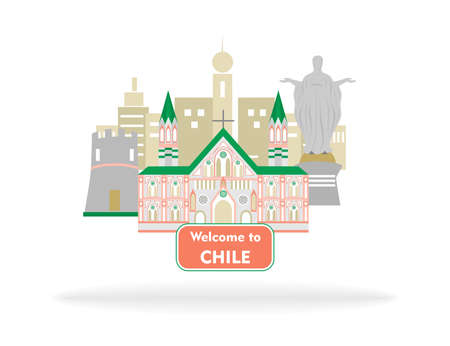 illustration in style of flat design dedicated to chile.のイラスト素材