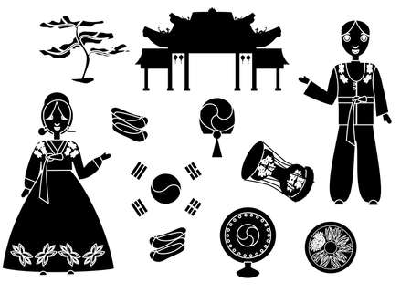 illustration in style of flat design on the theme of korea.のイラスト素材