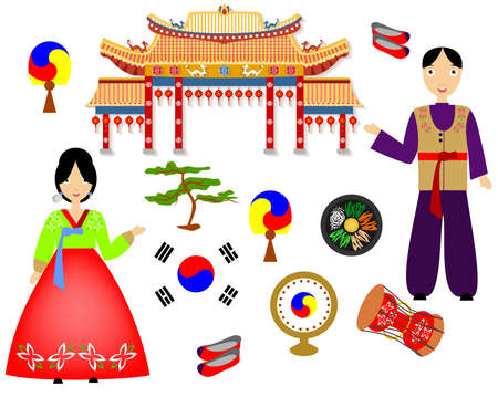 illustration in style of flat design on the theme of korea.のイラスト素材