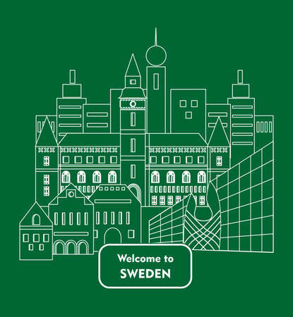 set in the style of a flat design on the theme of sweden.のイラスト素材