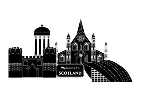 Set in the style of a flat design on the theme of scotland.のイラスト素材