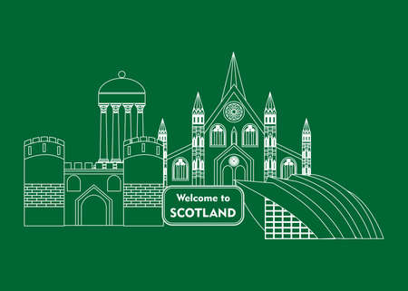 Set in the style of a flat design on the theme of scotland.のイラスト素材