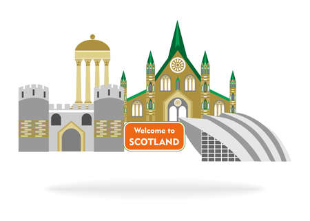 Set in the style of a flat design on the theme of scotland.のイラスト素材
