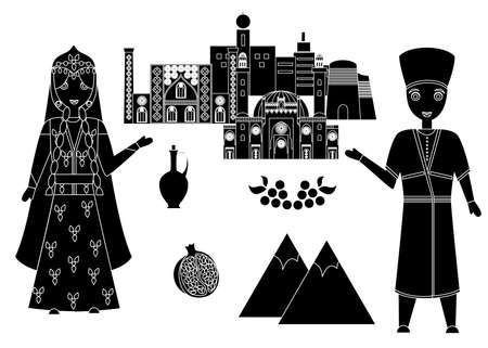 set in the style of a flat design on the theme of azerbaijan.のイラスト素材