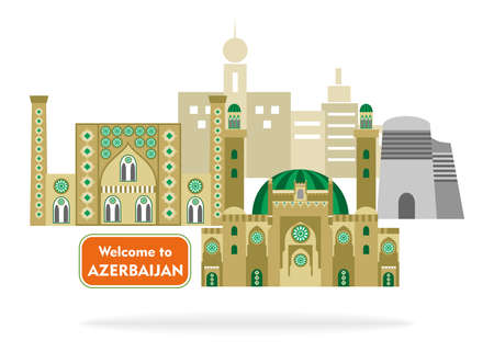 set in the style of a flat design on the theme of azerbaijan.のイラスト素材