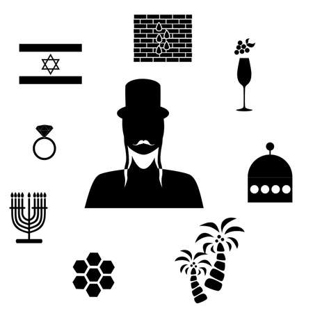 Set of icons in the style of a flat design on the theme of israel.のイラスト素材