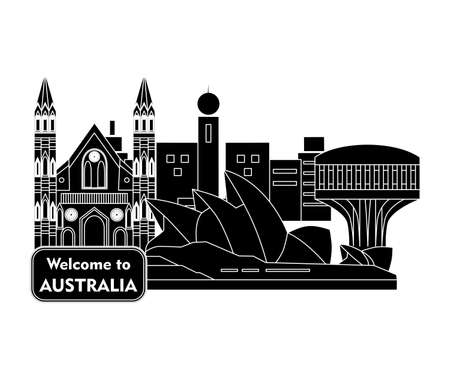 Set in the style of a flat design on the theme of Australia.のイラスト素材