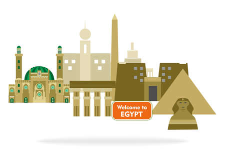 set in the style of a flat design on the theme of egypt.のイラスト素材