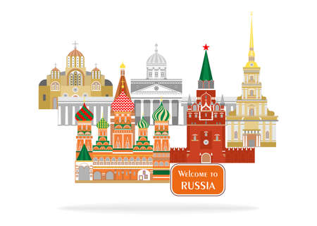 set in the style of a flat design on the theme of russia.のイラスト素材