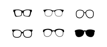 Set of icons in the style of material design with different glasses.のイラスト素材
