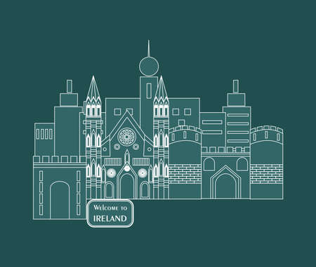 set in the style of a flat design on the theme of Ireland.のイラスト素材