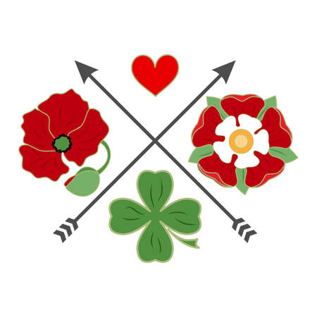 The beautiful logo with a heart with flowers.のイラスト素材