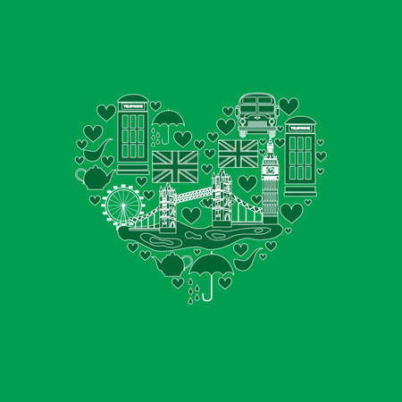 set in the style of a flat design on the theme of Great Britain.のイラスト素材