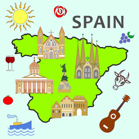 Illustration in the style of a flat design on the theme of spain.
