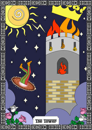 The illustration - card for tarot - the tower.のイラスト素材