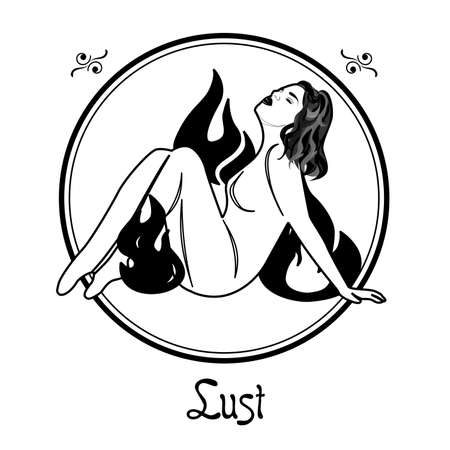 Illustration with a woman on the theme of lust.のイラスト素材