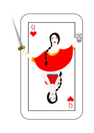 Illustration - card of the queen - with a beautiful woman.のイラスト素材