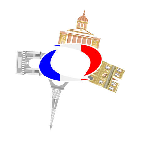 the illustration with flag and sights of France.のイラスト素材