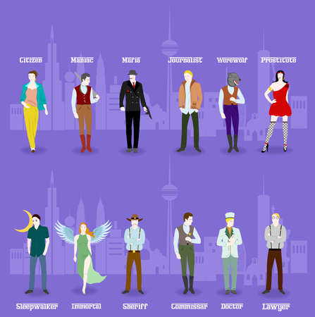 the illustration - card for mafia - with all characters.