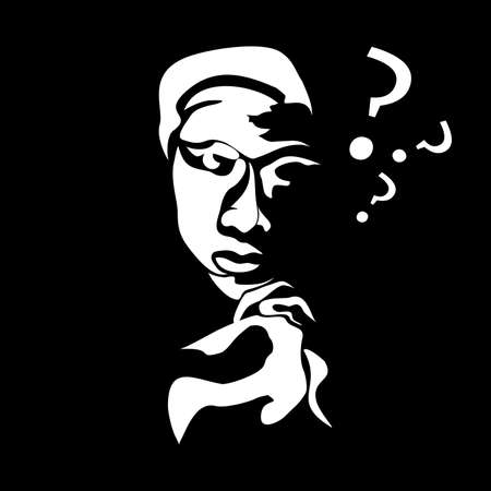 the illustration - the portraits of man who is thinking.のイラスト素材