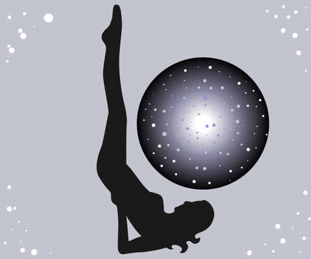 illustration with a beautiful girl on a yoga theme - sarvangasana.のイラスト素材