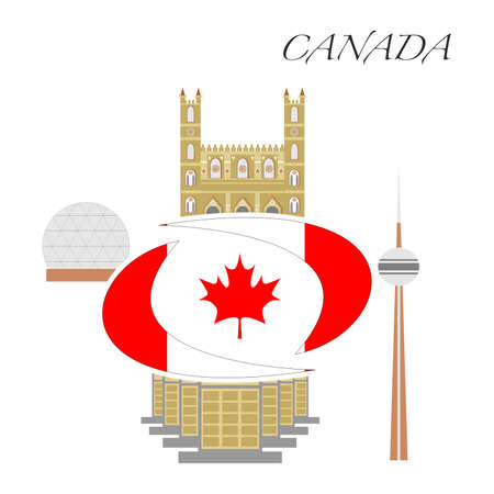 set in the style of a flat design on the theme of canada.のイラスト素材