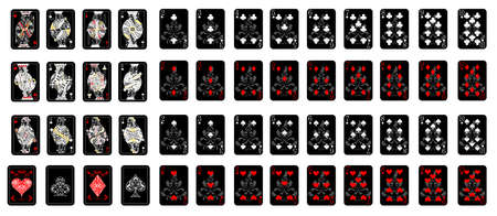 set of beautiful designer playing cards of all suits.のイラスト素材