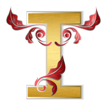 an illustration with a beautiful Roman numeral one made of golden metal.のイラスト素材