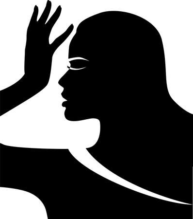 Illustration - portrait of a beautiful woman in profile.のイラスト素材