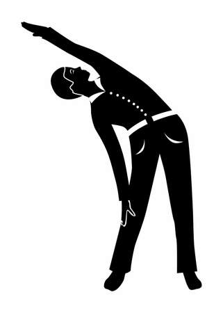 illustration in the style of a flat design on the theme of office yoga.のイラスト素材