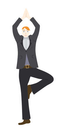 illustration in the style of a flat design on the theme of office yoga.のイラスト素材