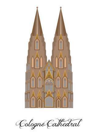 illustration in the style of a flat design on the theme of the Cologne Cathedral.のイラスト素材