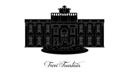 illustration in the style of a flat design on the theme of the Trevi Fountain.のイラスト素材
