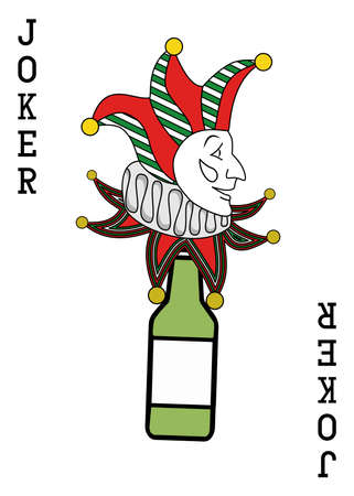 illustration on the theme of alcohol with an  Joker and a green bottleのイラスト素材