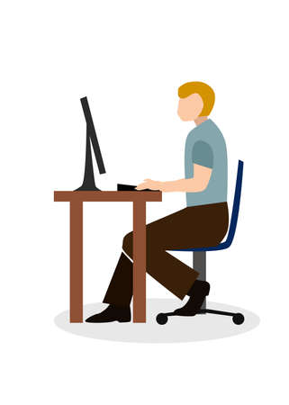 Flat design style with a portrait of menのイラスト素材
