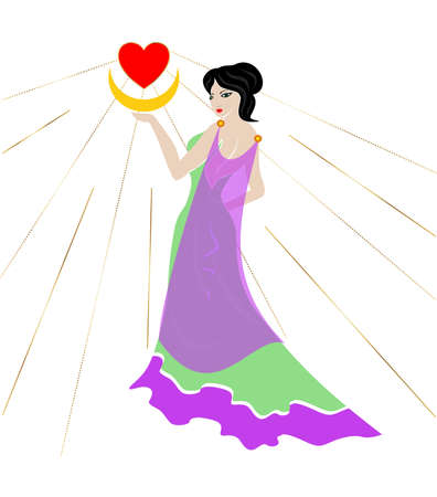 Picture of the goddess of love - a beautiful woman with a heart.のイラスト素材
