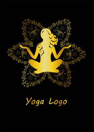 Illustration - mandala with beautiful woman on the theme of yoga.のイラスト素材