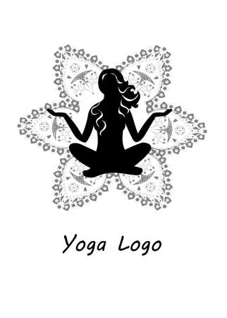 Illustration - mandala with beautiful woman on the theme of yoga.のイラスト素材