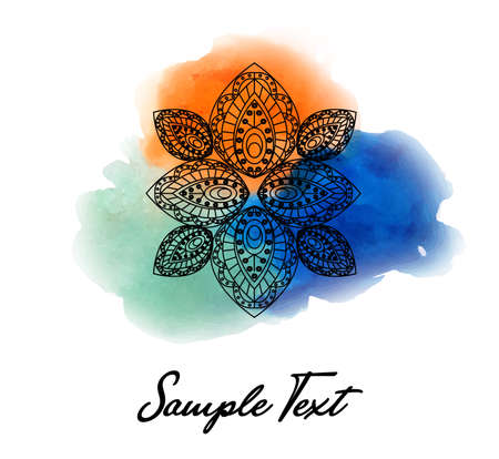 Illustration - mandala with beautiful watercolor on the theme of yoga.のイラスト素材