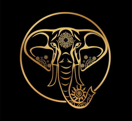 Mandala with beautiful elephant on the theme of yoga.のイラスト素材